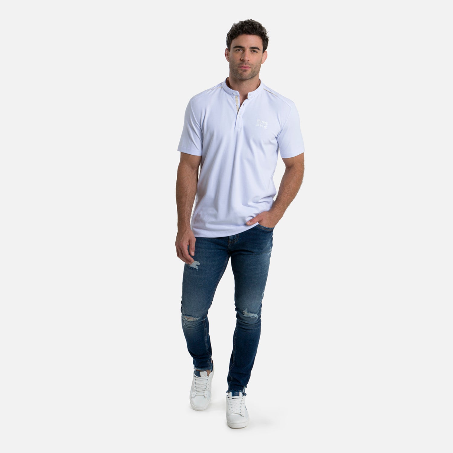 POLO MANGA CORTA COLOR BLANCO BLANCO