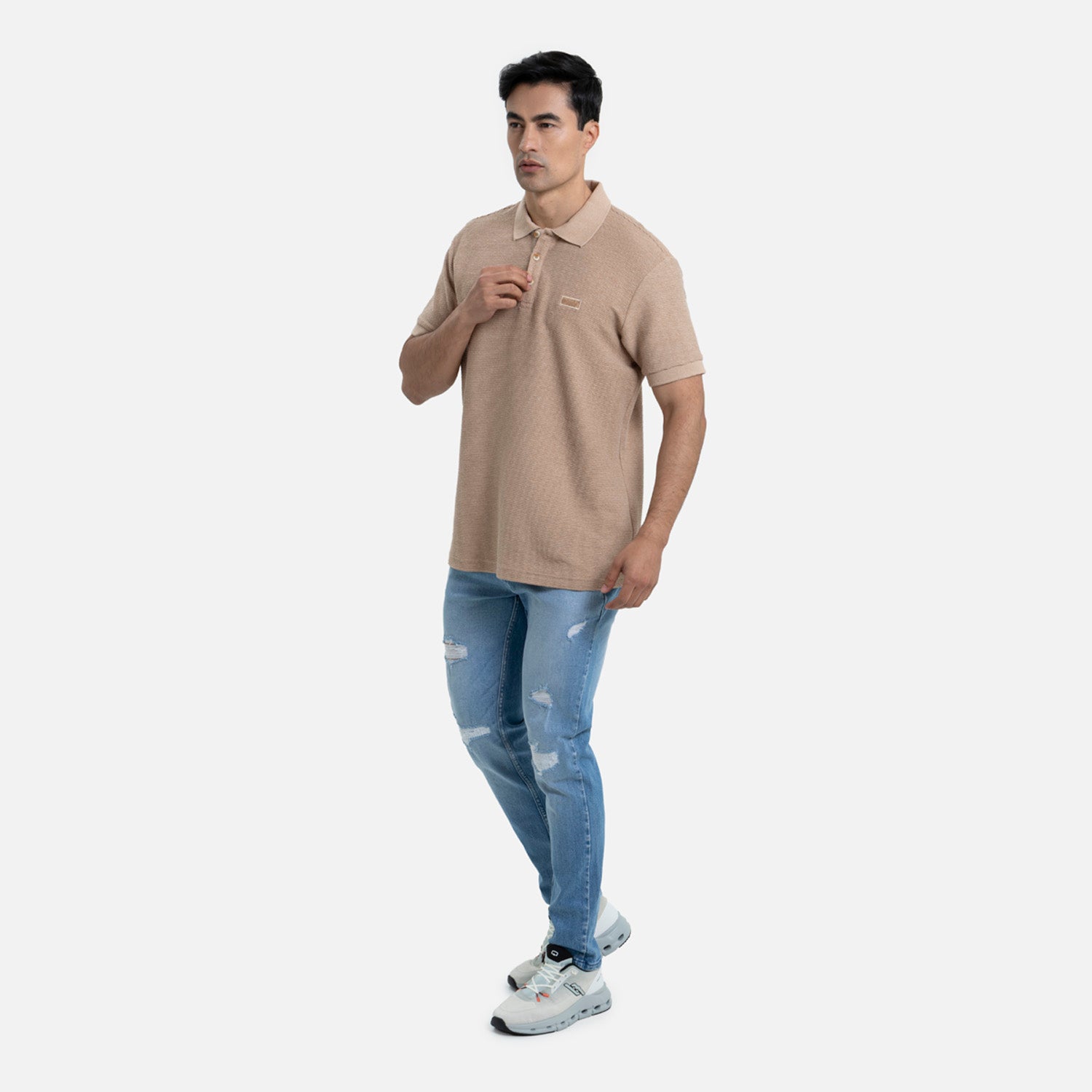 POLO MANGA CORTA COLOR CAMEL