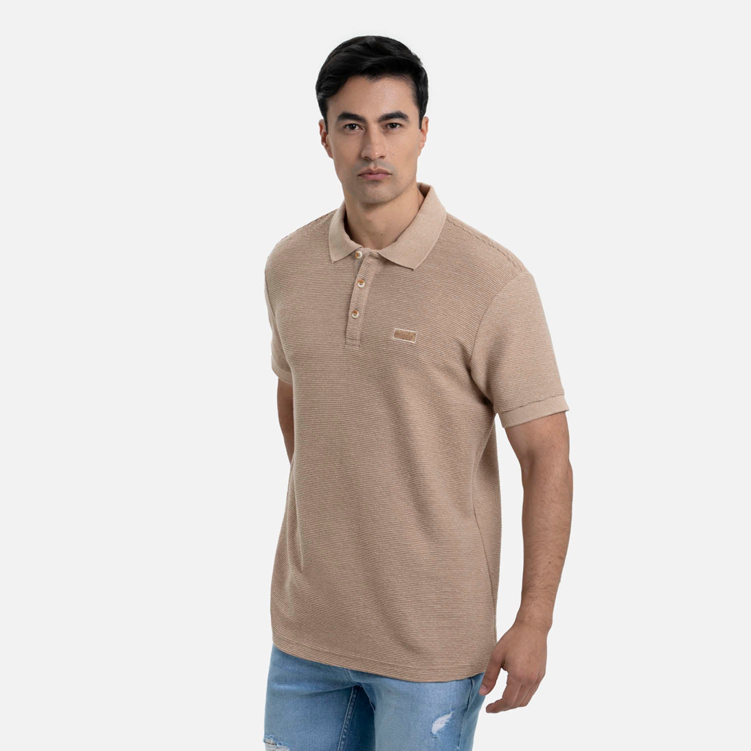 POLO MANGA CORTA COLOR CAMEL