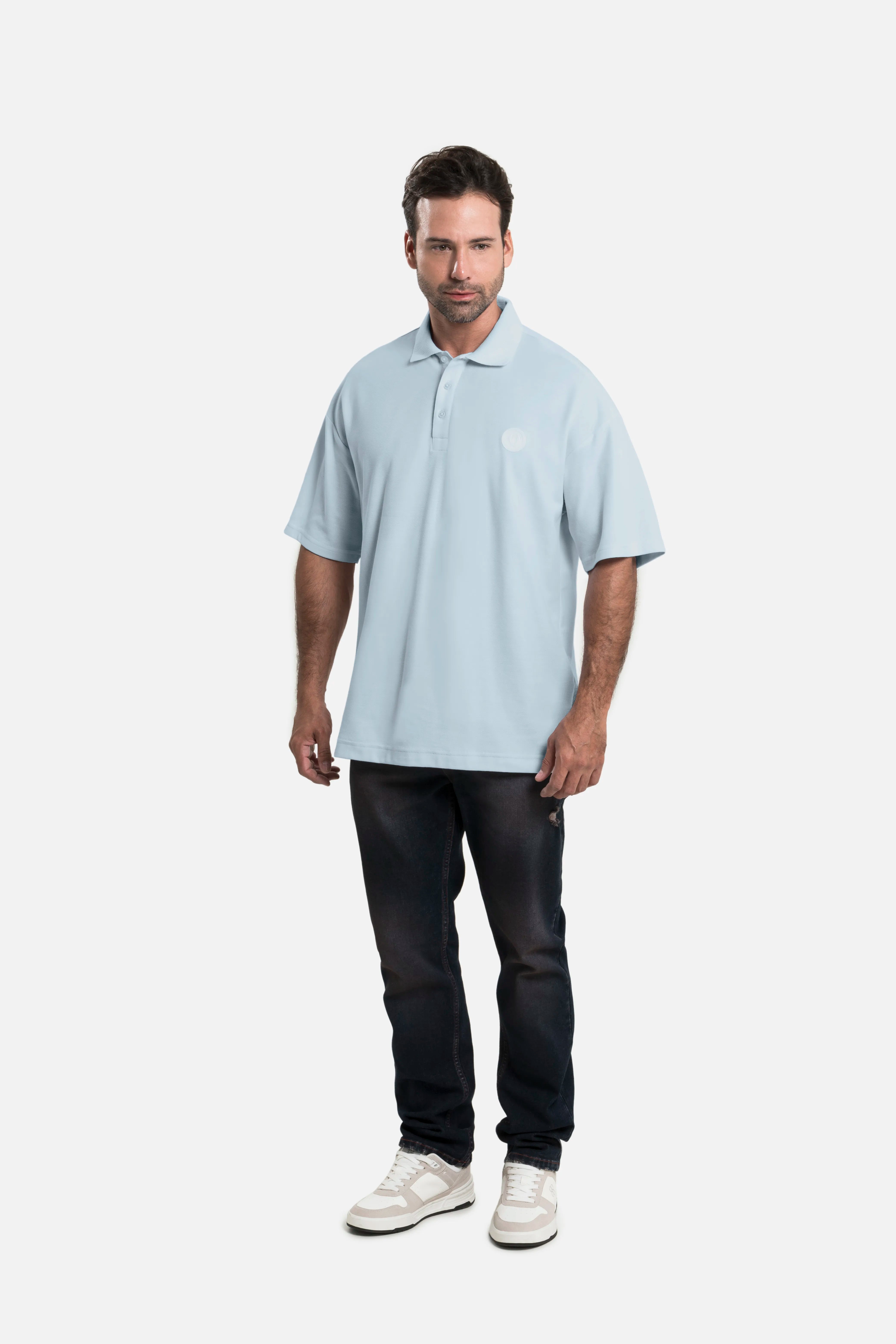 POLO MANGA LARGA COLOR AZUL CHAMBRAY