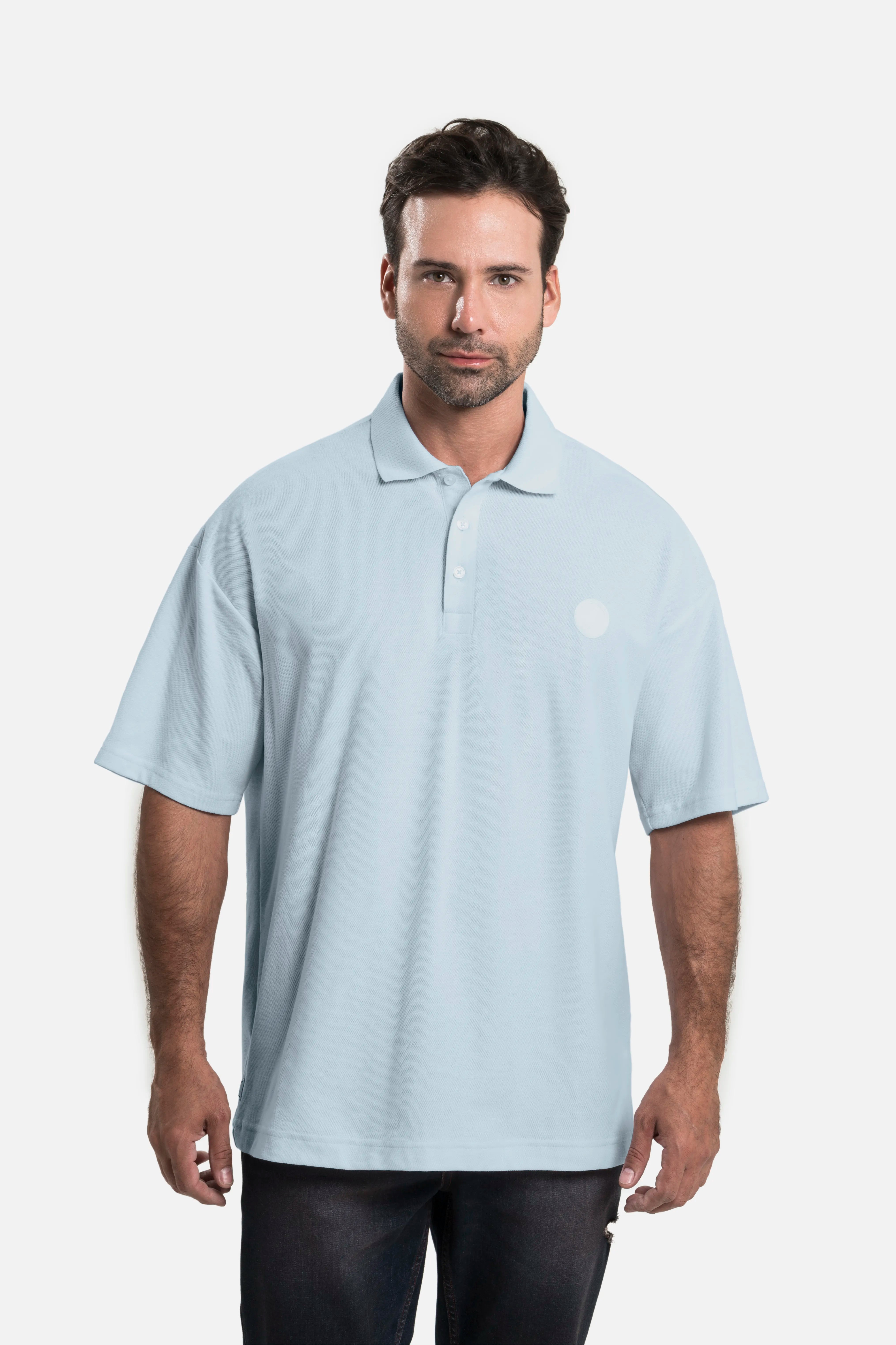 POLO MANGA LARGA COLOR AZUL CHAMBRAY