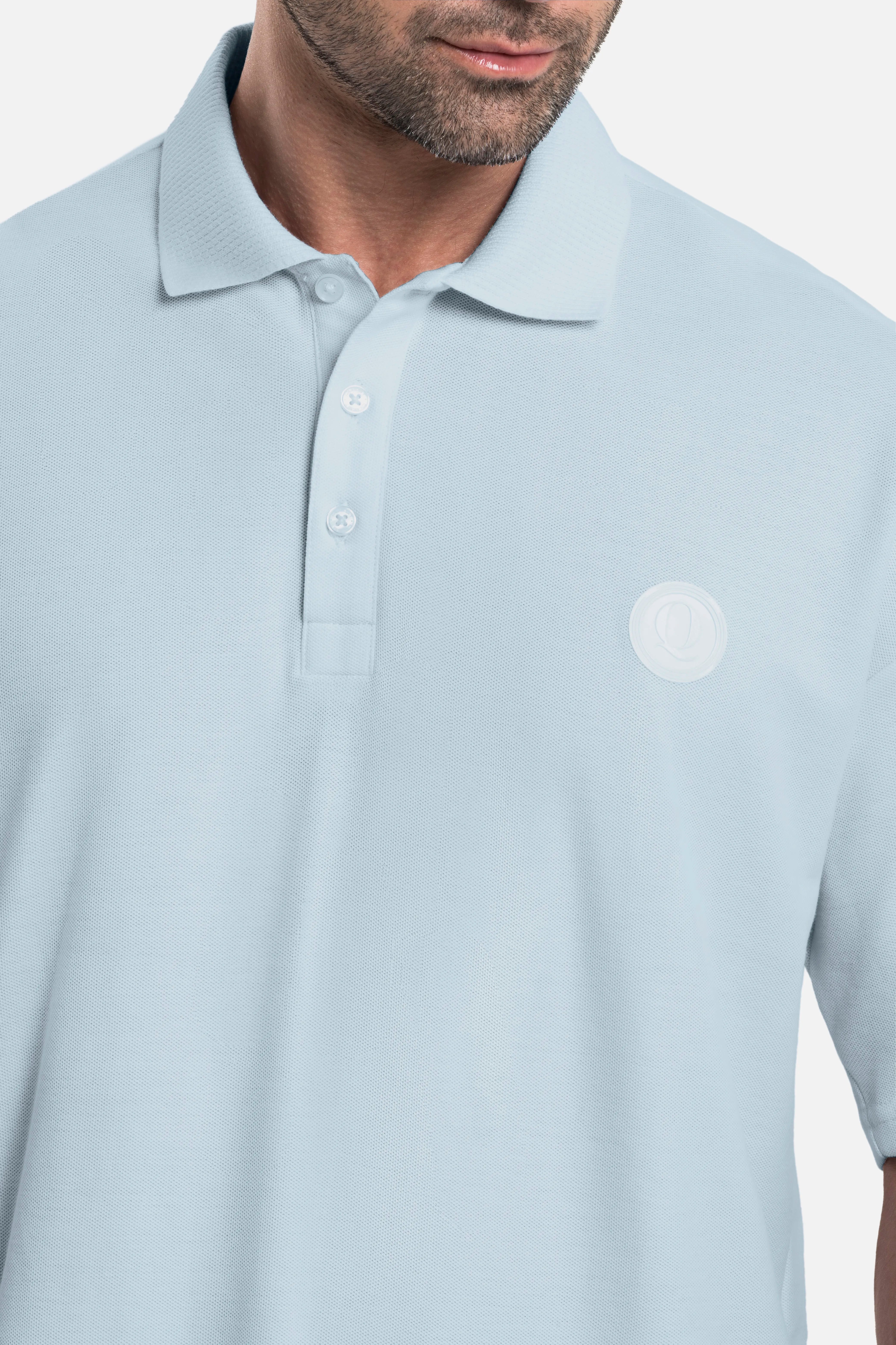 POLO MANGA LARGA COLOR AZUL CHAMBRAY