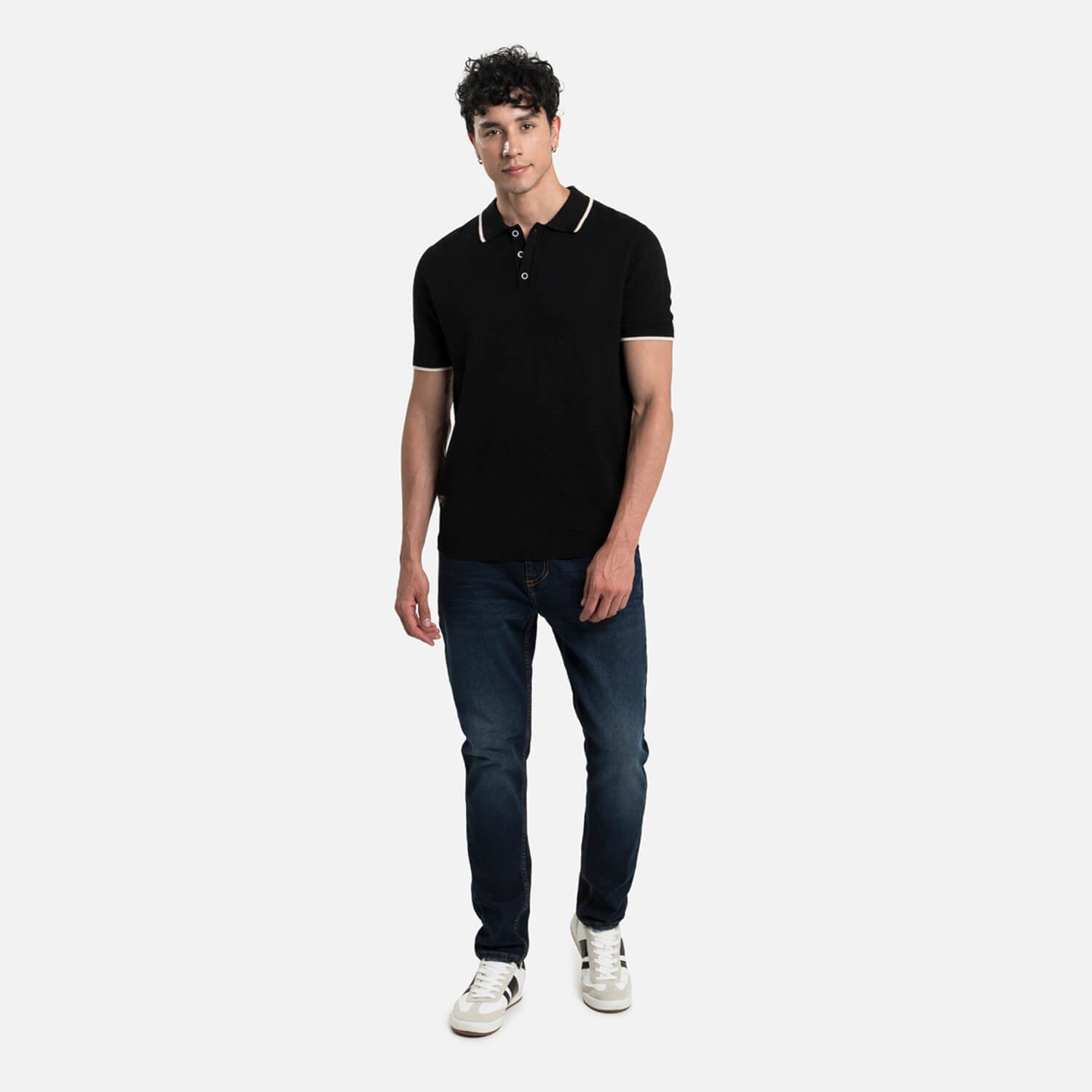 POLO MANGA CORTA COLOR NEGRO