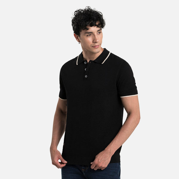 POLO MANGA CORTA COLOR NEGRO