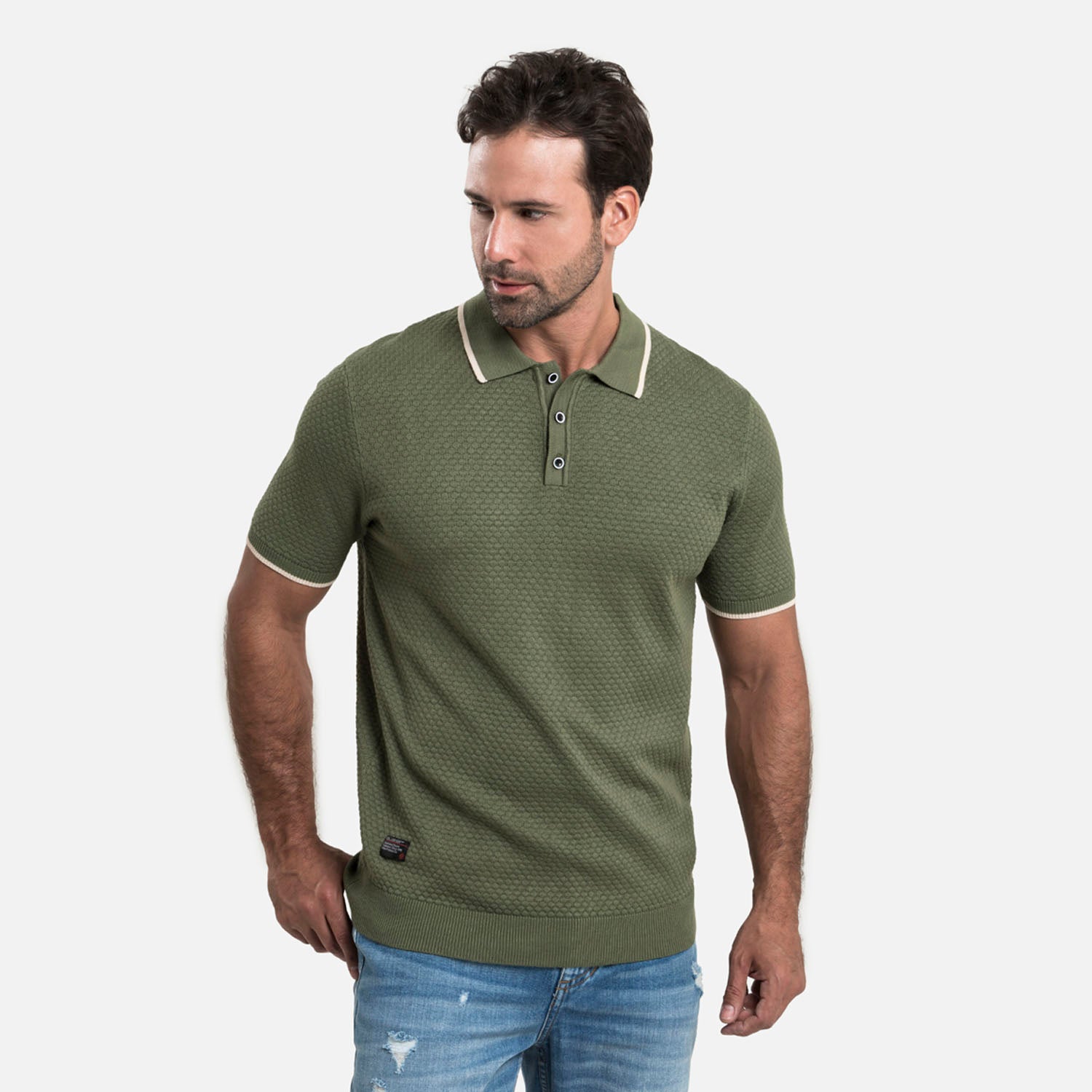 POLO MANGA CORTA COLOR VERDE OIL