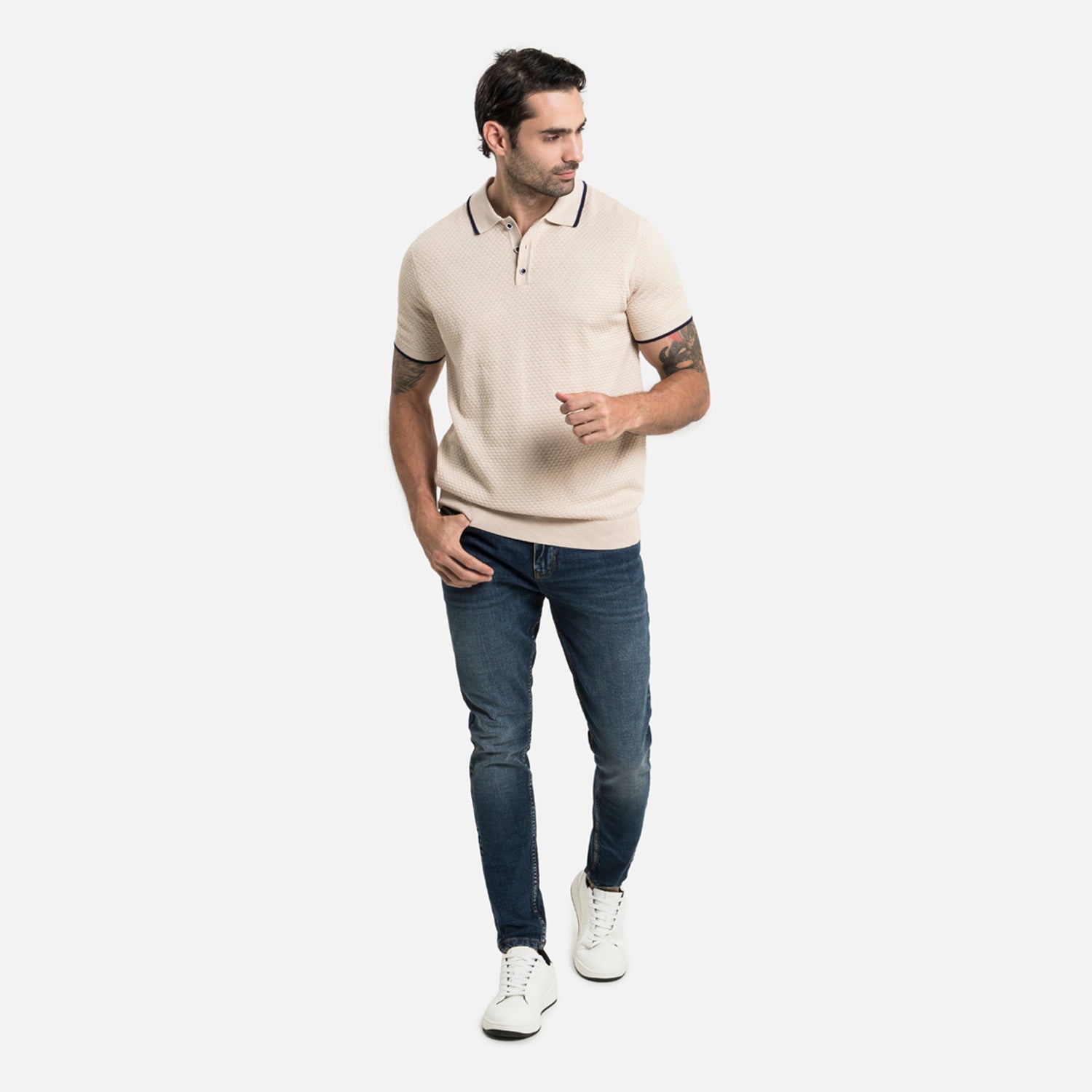 POLO MANGA CORTA COLOR IVORY