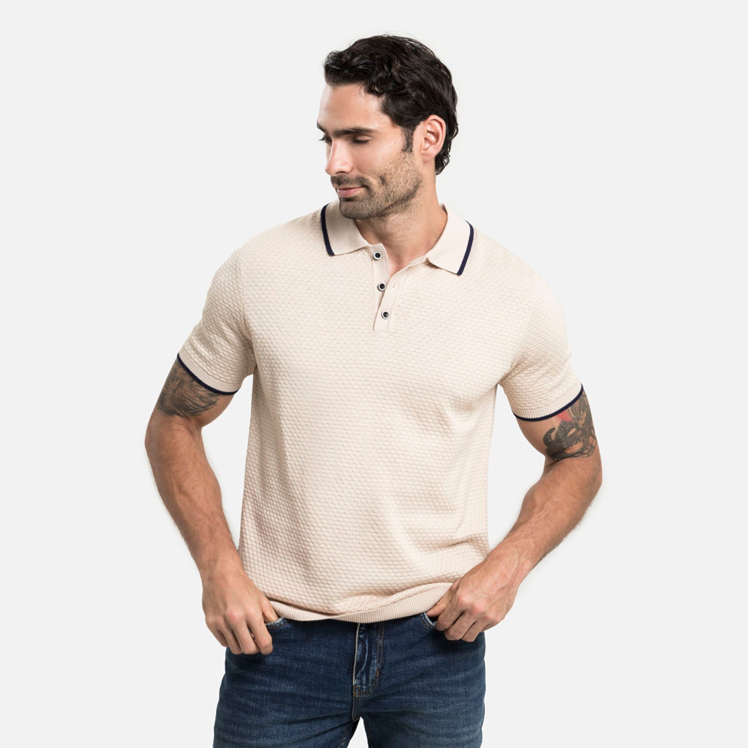 POLO MANGA CORTA COLOR IVORY
