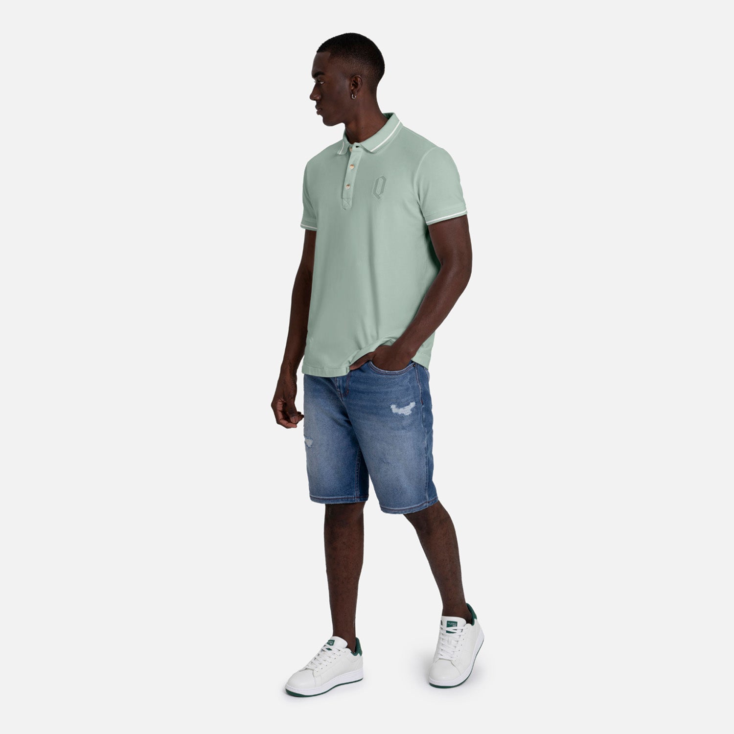 POLO MANGA CORTA COLOR VERDE MENTA EMPOLVADO