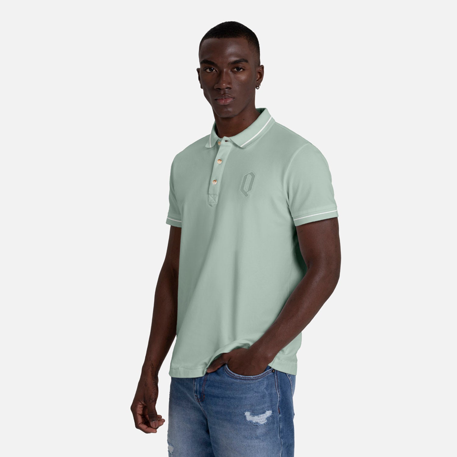 POLO MANGA CORTA COLOR VERDE MENTA EMPOLVADO