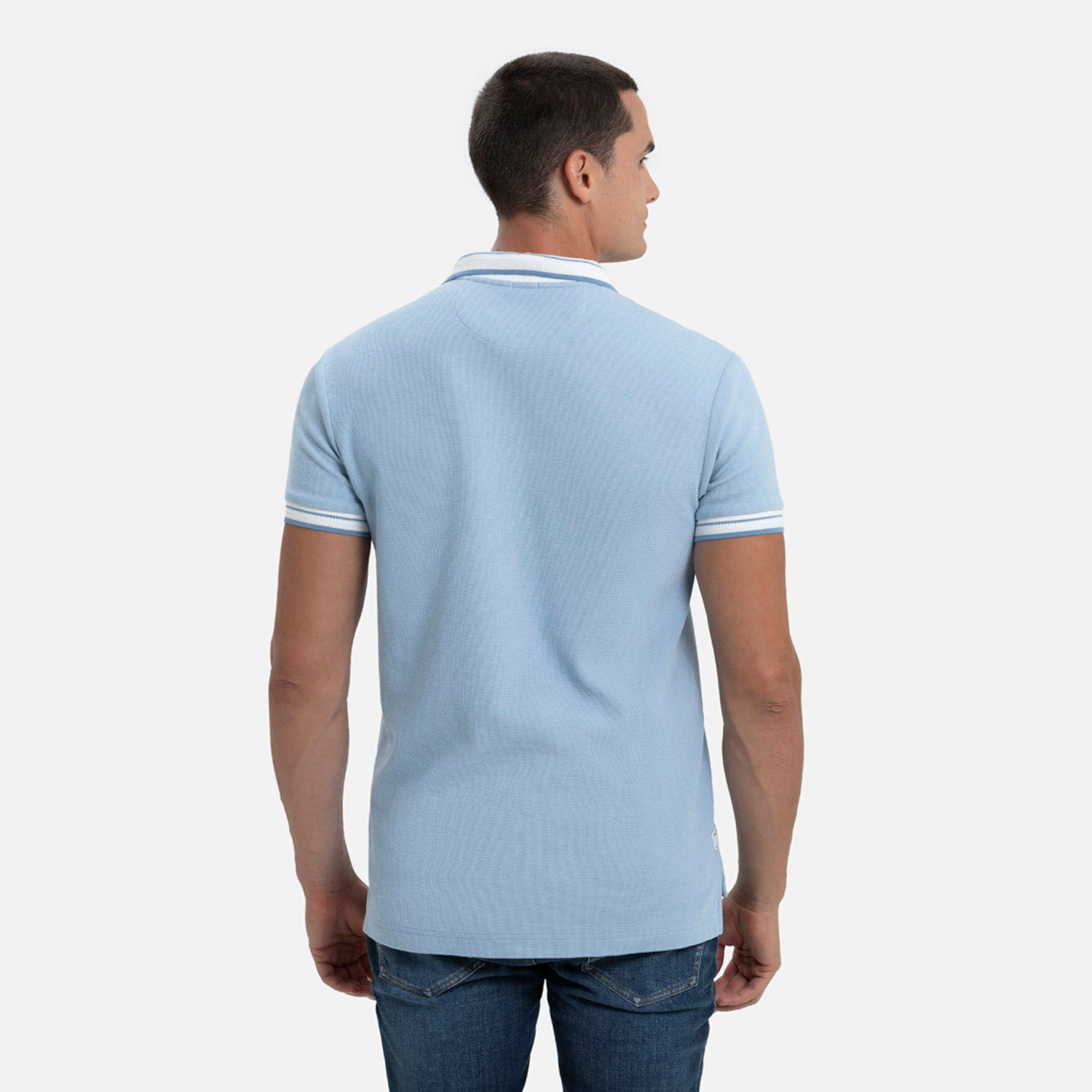 POLO MANGA CORTA COLOR AZUL CHAMBRAY