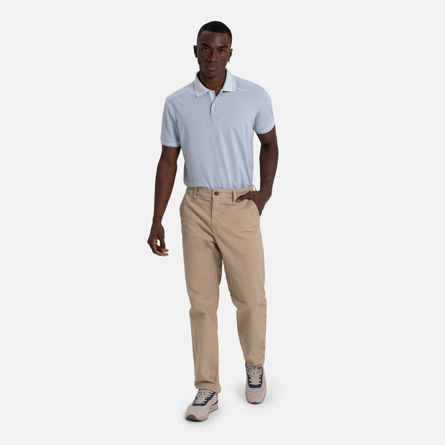 POLO MANGA LARGA COLOR AZUL CHAMBRAY
