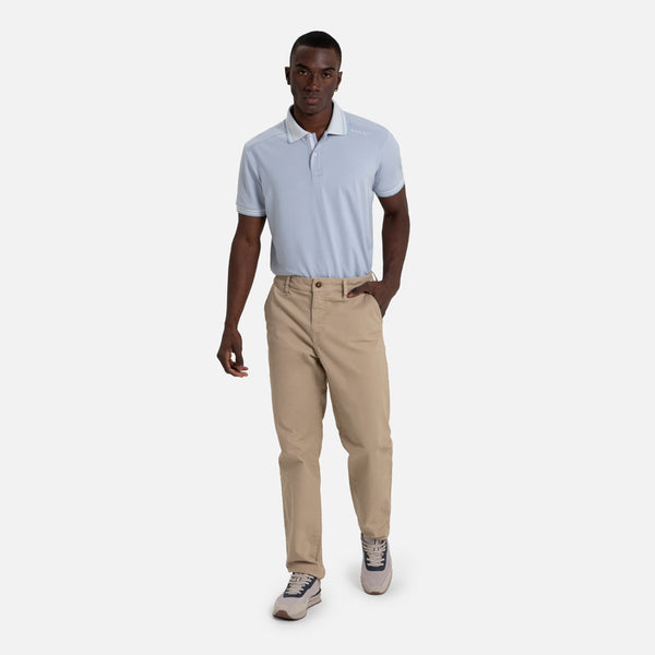 POLO MANGA LARGA COLOR AZUL CHAMBRAY