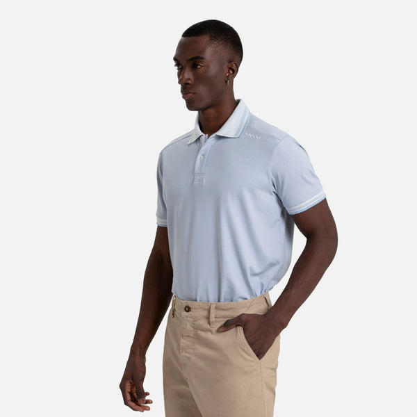 POLO MANGA LARGA COLOR AZUL CHAMBRAY
