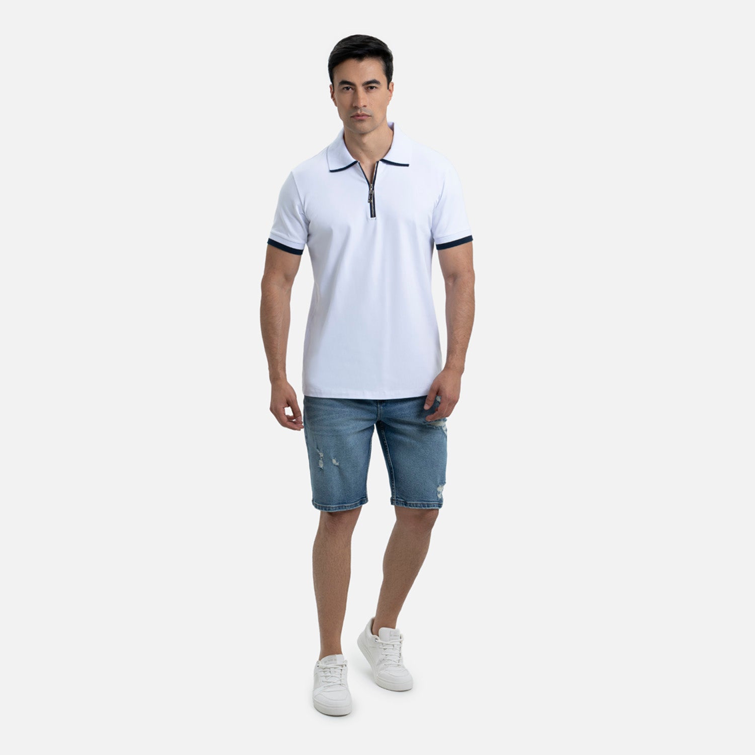POLO MANGA CORTA COLOR BLANCO OPTICO