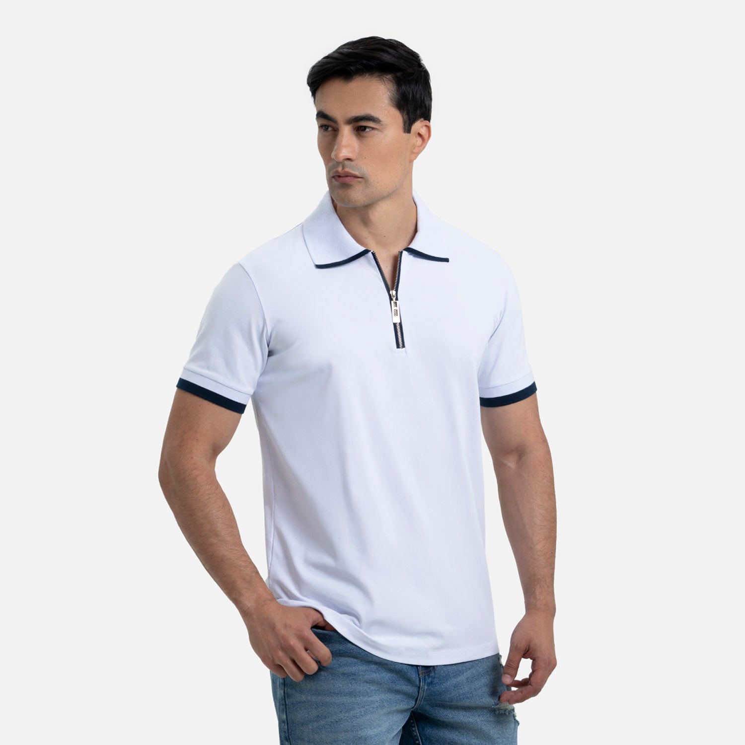 POLO MANGA CORTA COLOR BLANCO OPTICO