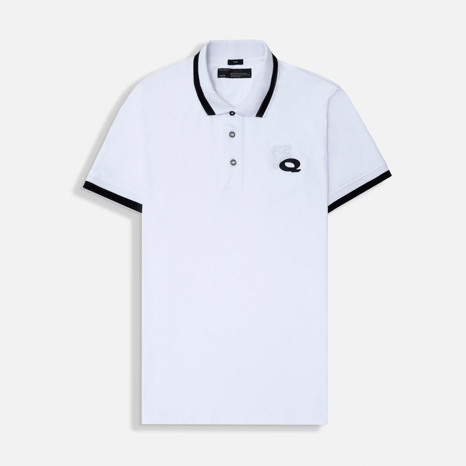 POLO MANGA CORTA COLOR BLANCO RAYA NEGRA