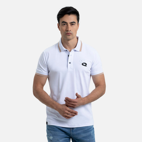 POLO MANGA CORTA COLOR BLANCO-GRIS CLARO