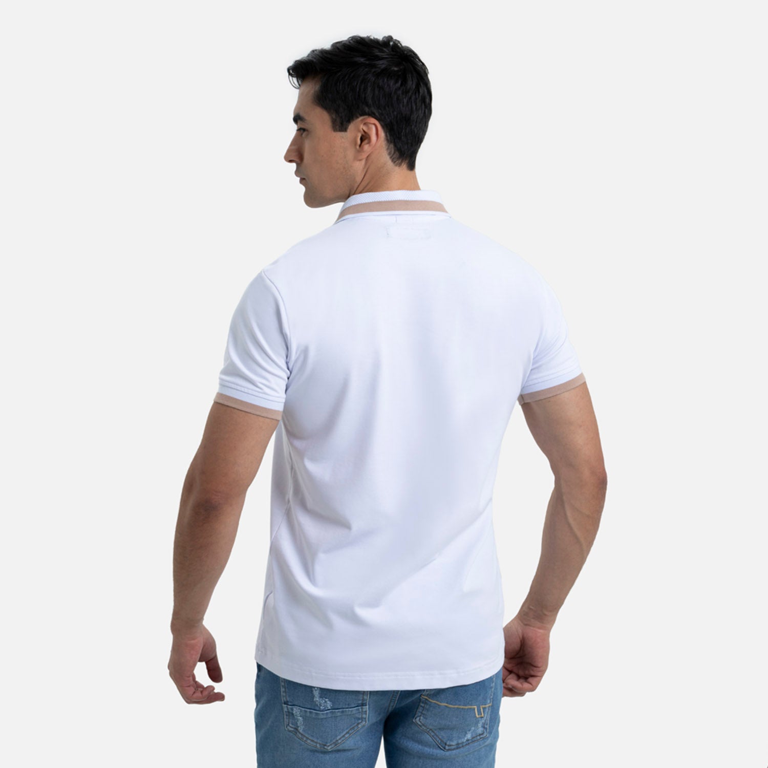 POLO MANGA CORTA COLOR BLANCO-GRIS CLARO