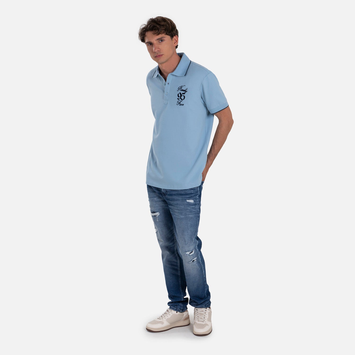 POLO MANGA CORTA COLOR AZUL GLACIAR