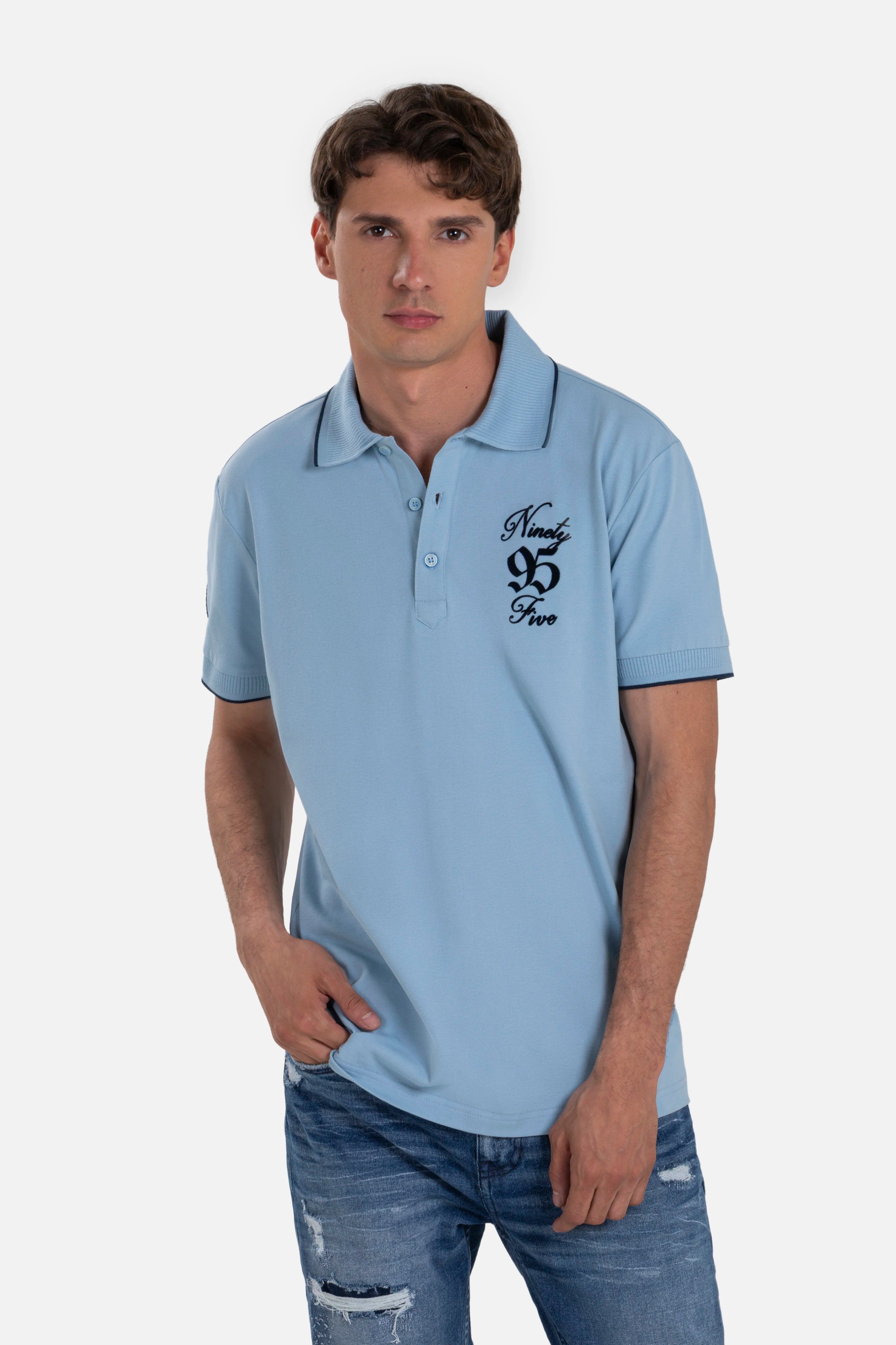POLO MANGA CORTA COLOR AZUL GLACIAR