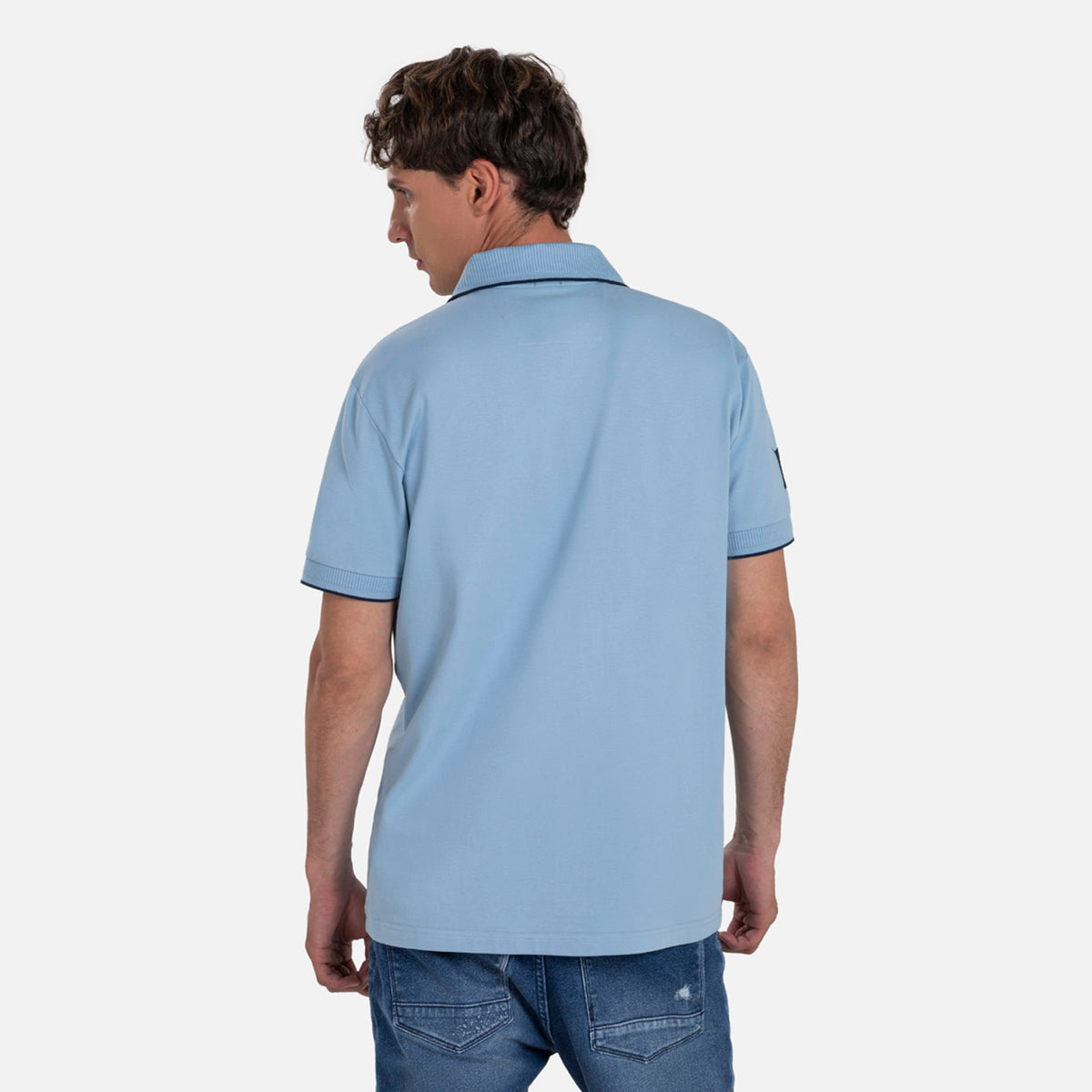 POLO MANGA CORTA COLOR AZUL GLACIAR