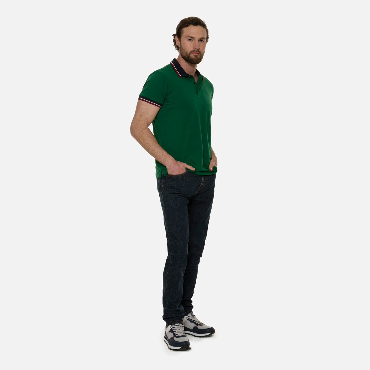 POLO MANGA CORTA COLOR VERDE PRADERA