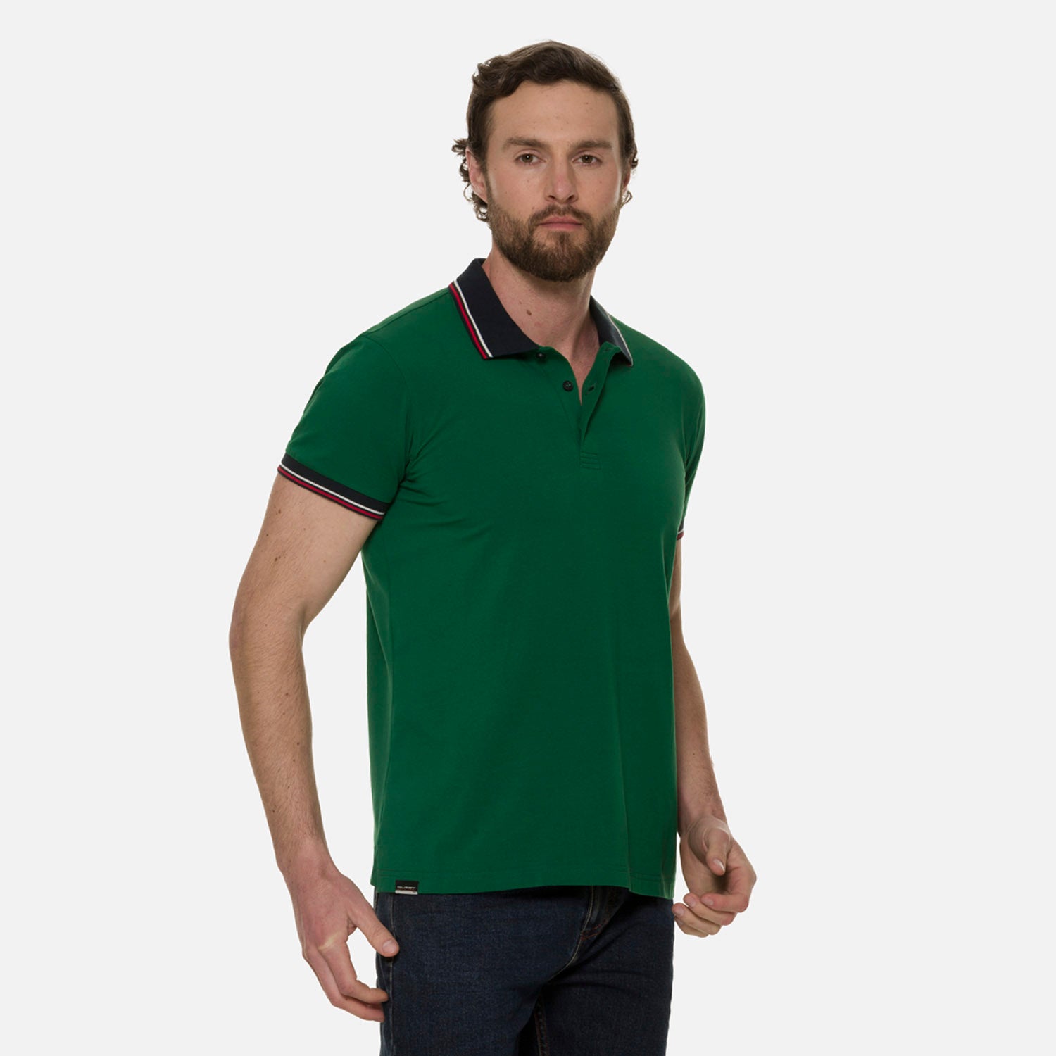 POLO MANGA CORTA COLOR VERDE PRADERA