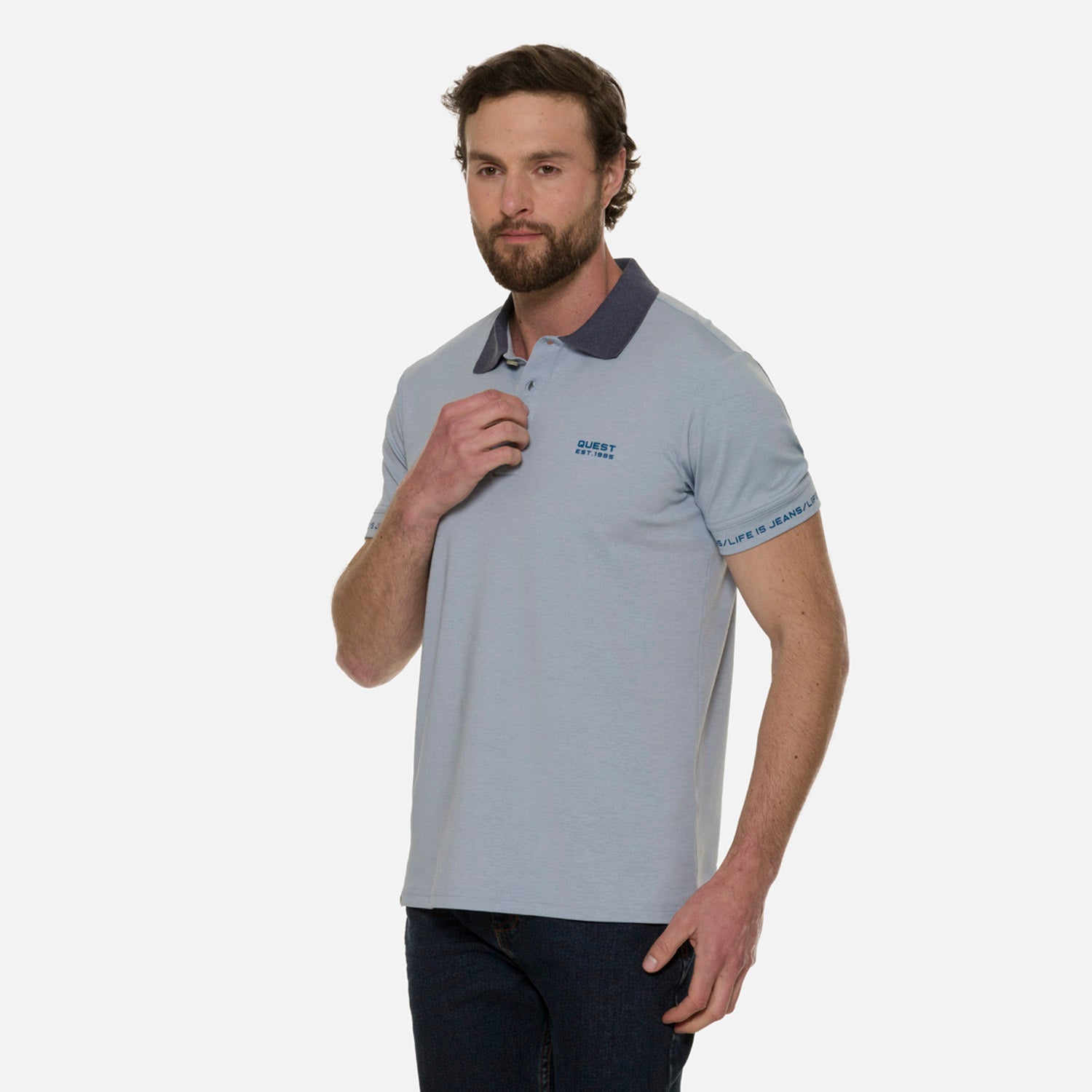 POLO MANGA CORTA COLOR AZUL CHAMBRAY