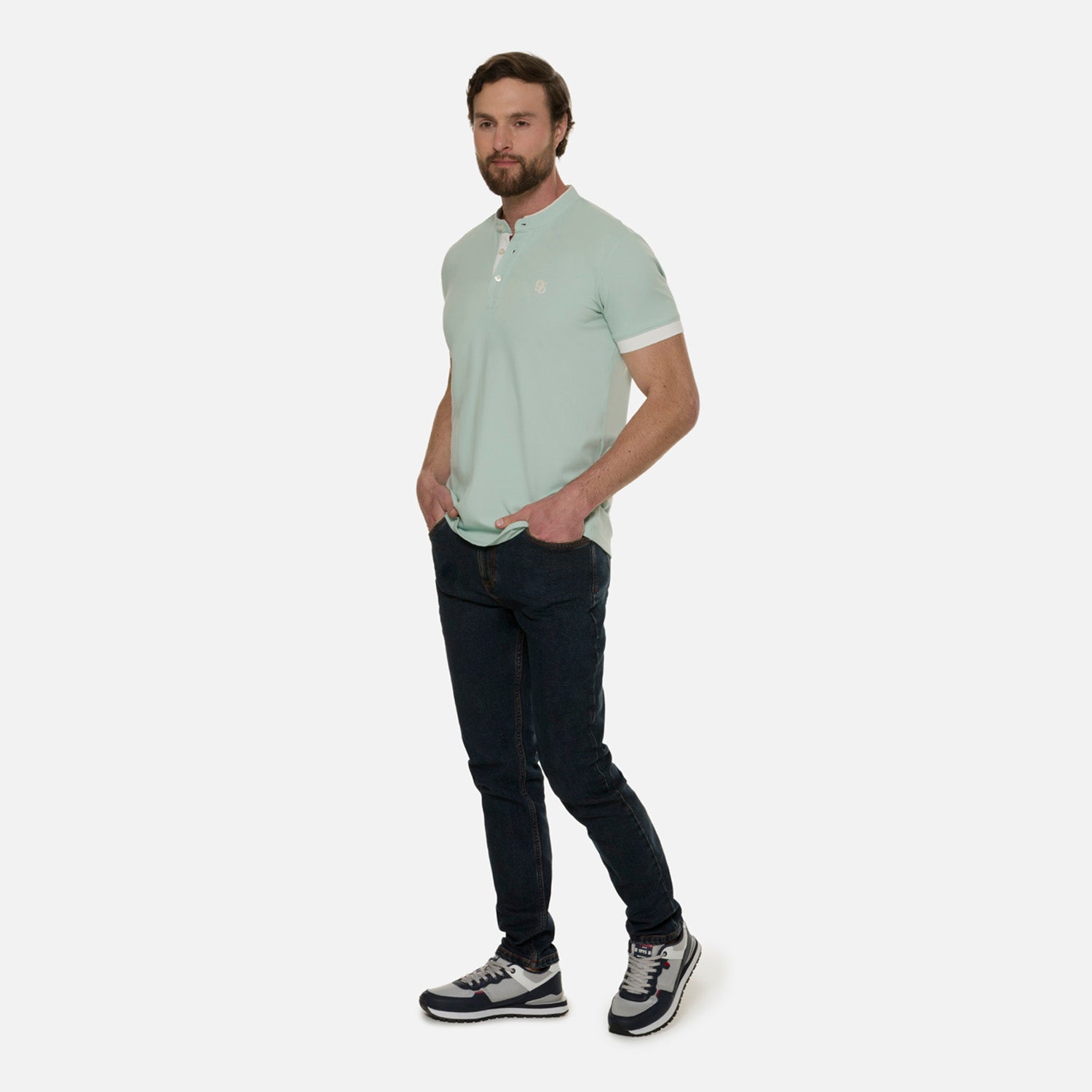 POLO MANGA CORTA COLOR VERDE MENTA EMPOLVADO