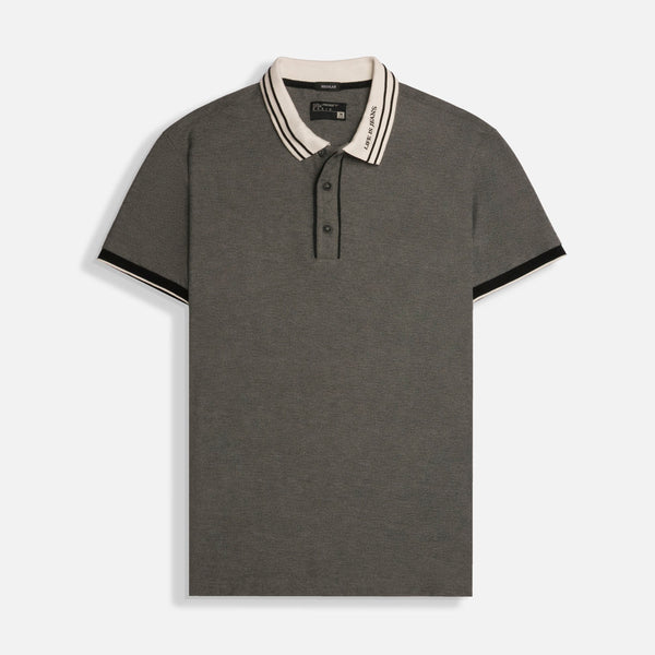 POLO MANGA CORTA COLOR GRIS JASPE OSCURO