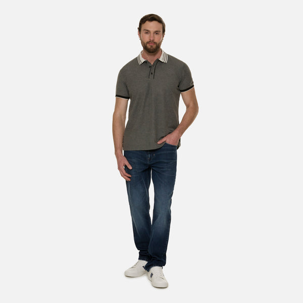 POLO MANGA CORTA COLOR GRIS JASPE OSCURO
