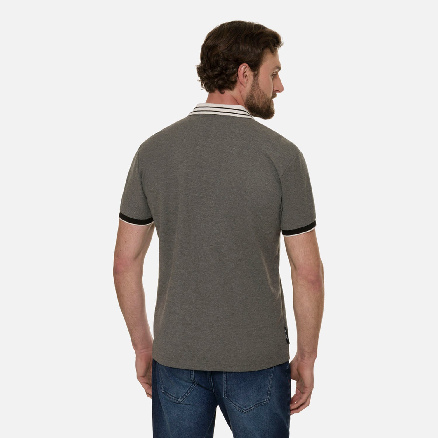 POLO MANGA CORTA COLOR GRIS JASPE OSCURO