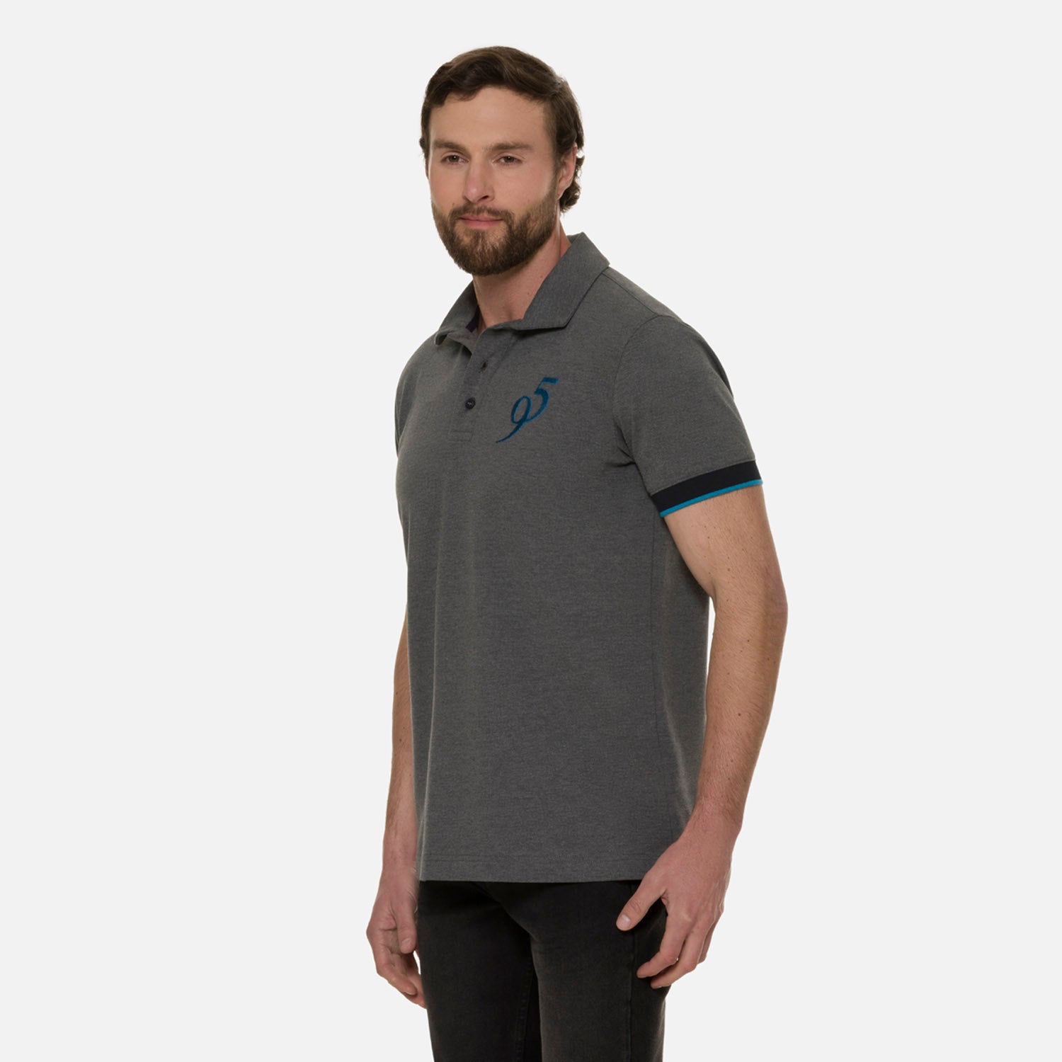 POLO MANGA CORTA COLOR GRIS JASPE OSCURO