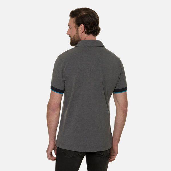 POLO MANGA CORTA COLOR GRIS JASPE OSCURO