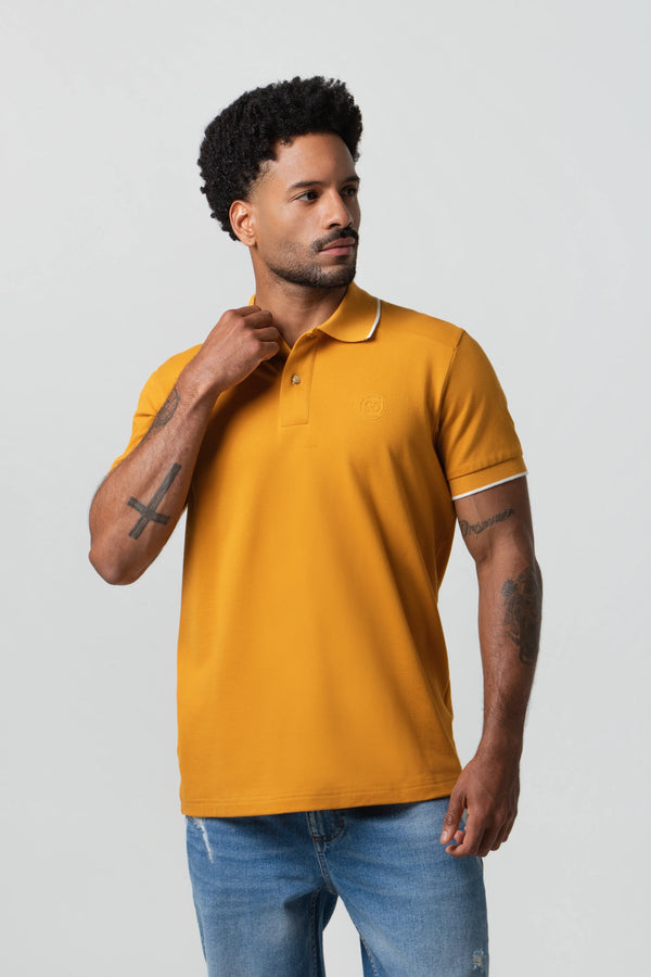 POLO MANGA CORTA COLOR MOSTAZA