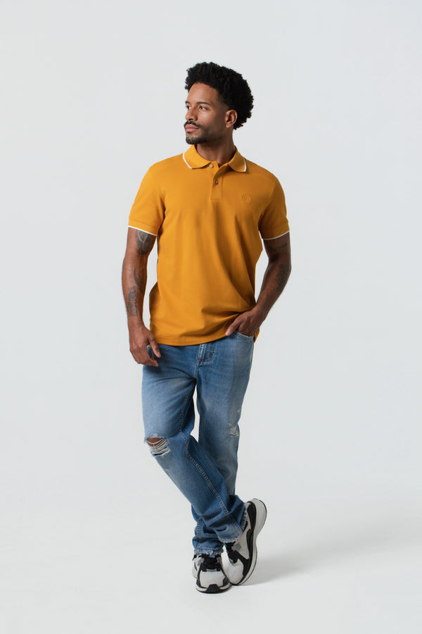 POLO MANGA CORTA COLOR MOSTAZA