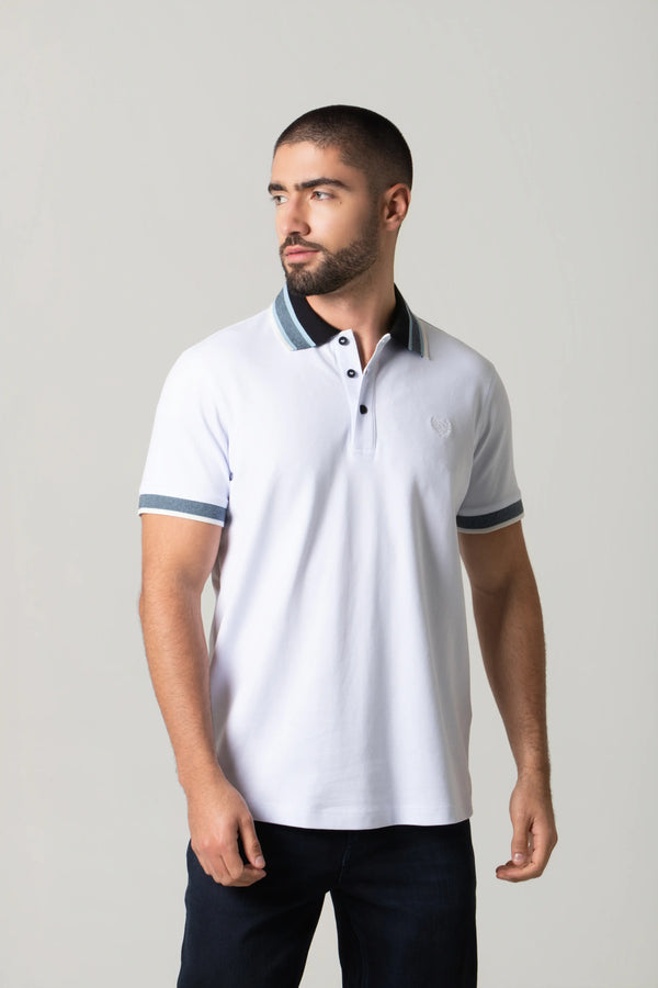 POLO MANGA CORTA COLOR BLANCO OPTICO