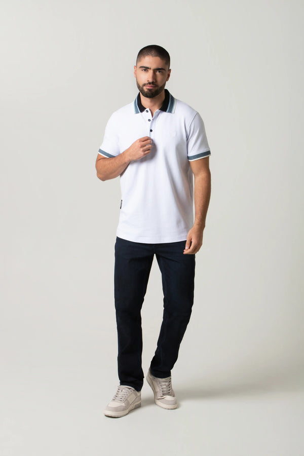 POLO MANGA CORTA COLOR BLANCO OPTICO