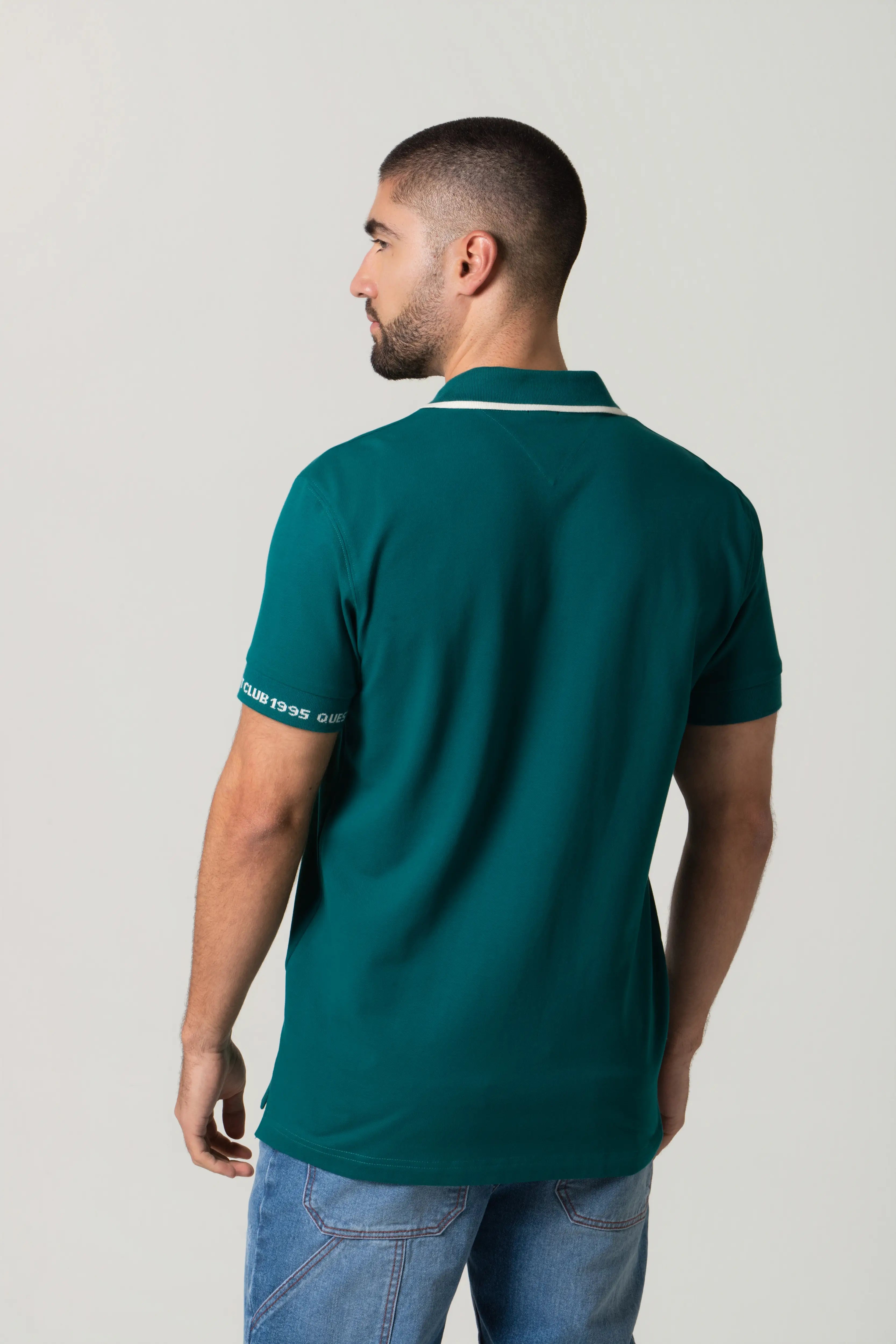 POLO MANGA CORTA COLOR VERDE TORMENTA