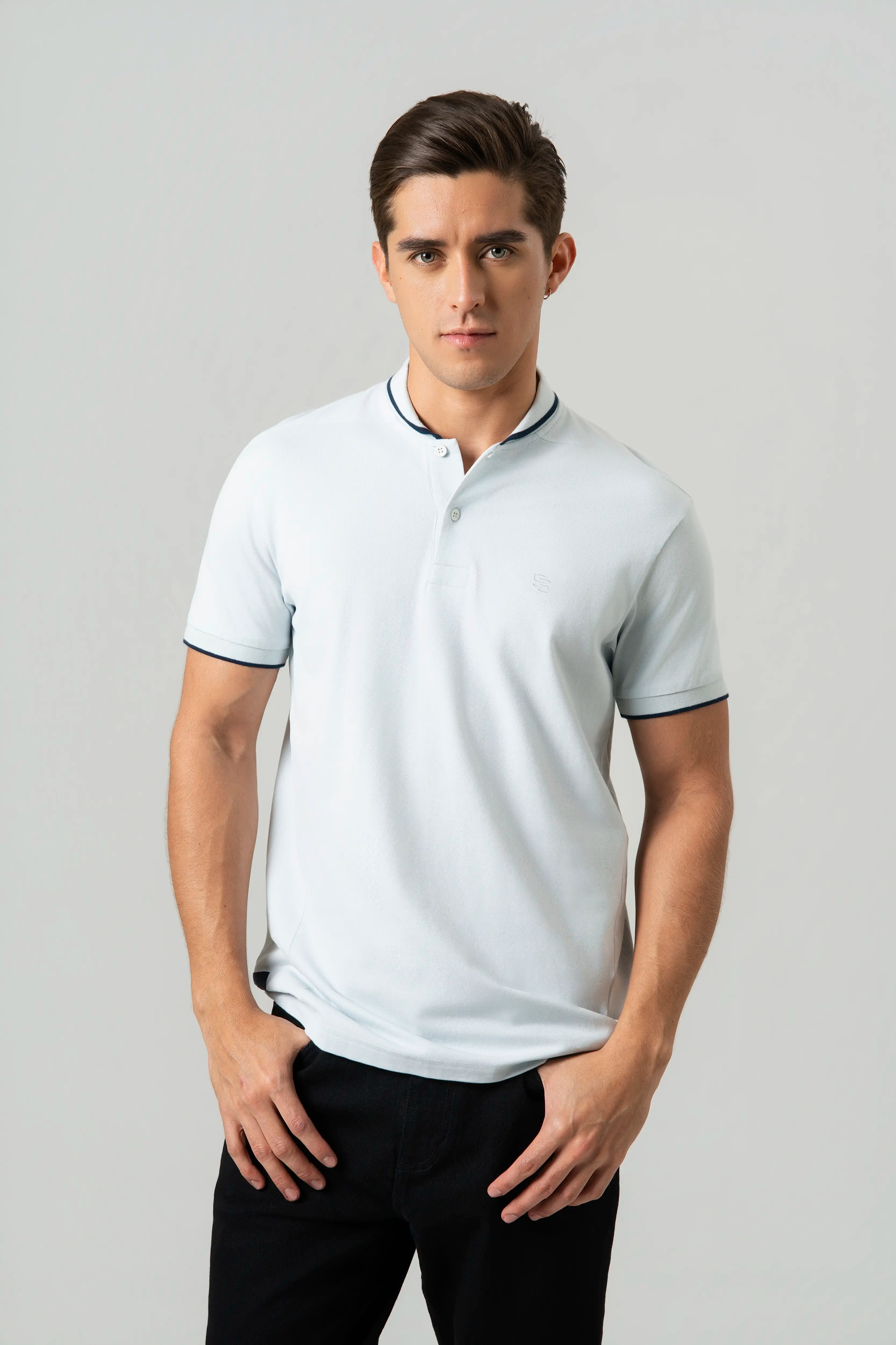 POLO MANGA CORTA COLOR AZUL BALADA