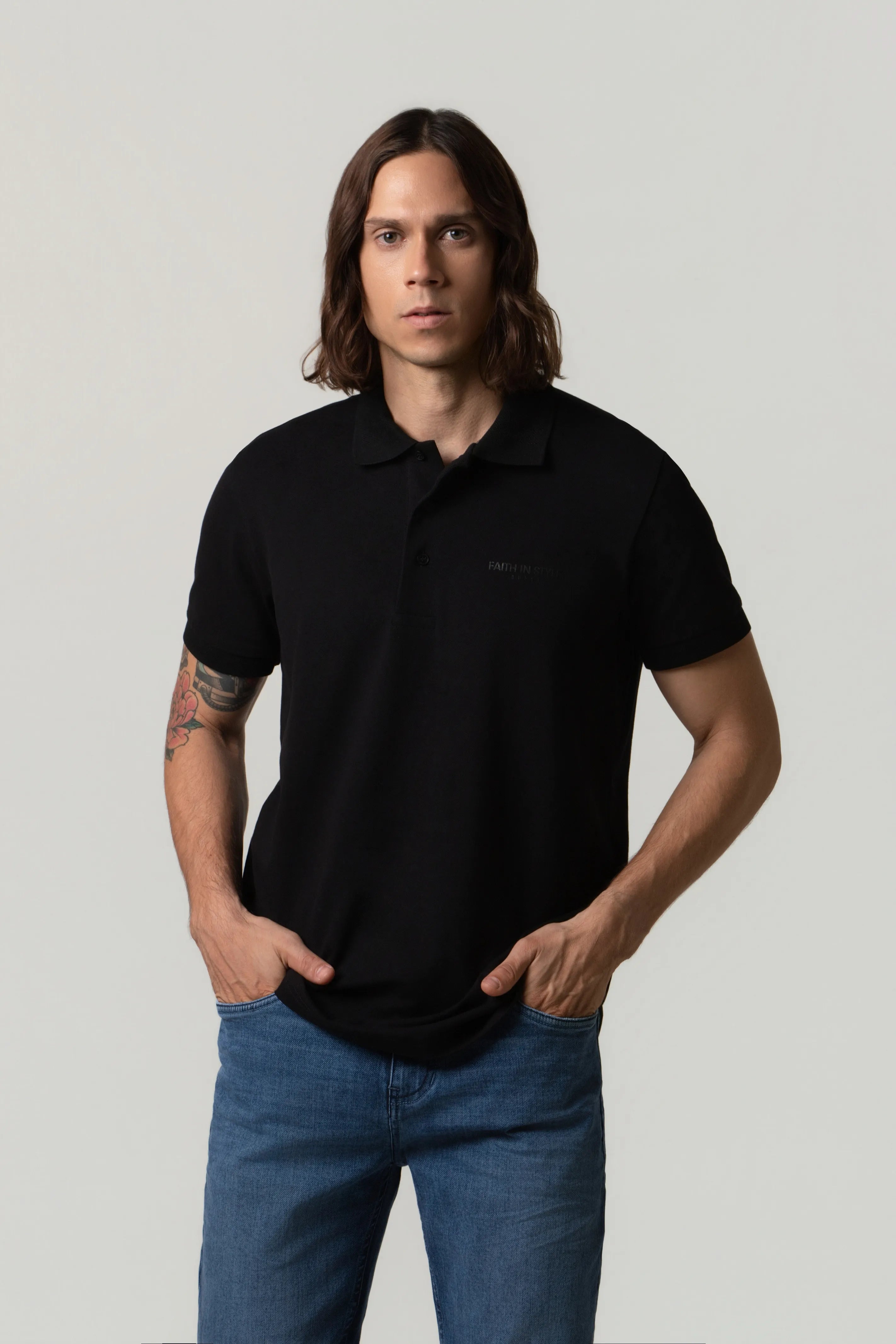 POLO MANGA CORTA COLOR NEGRO