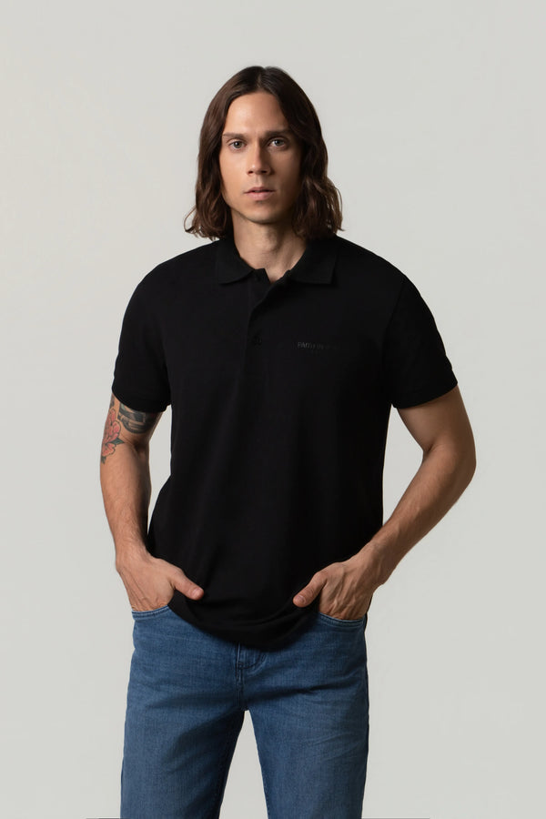 POLO MANGA CORTA COLOR NEGRO