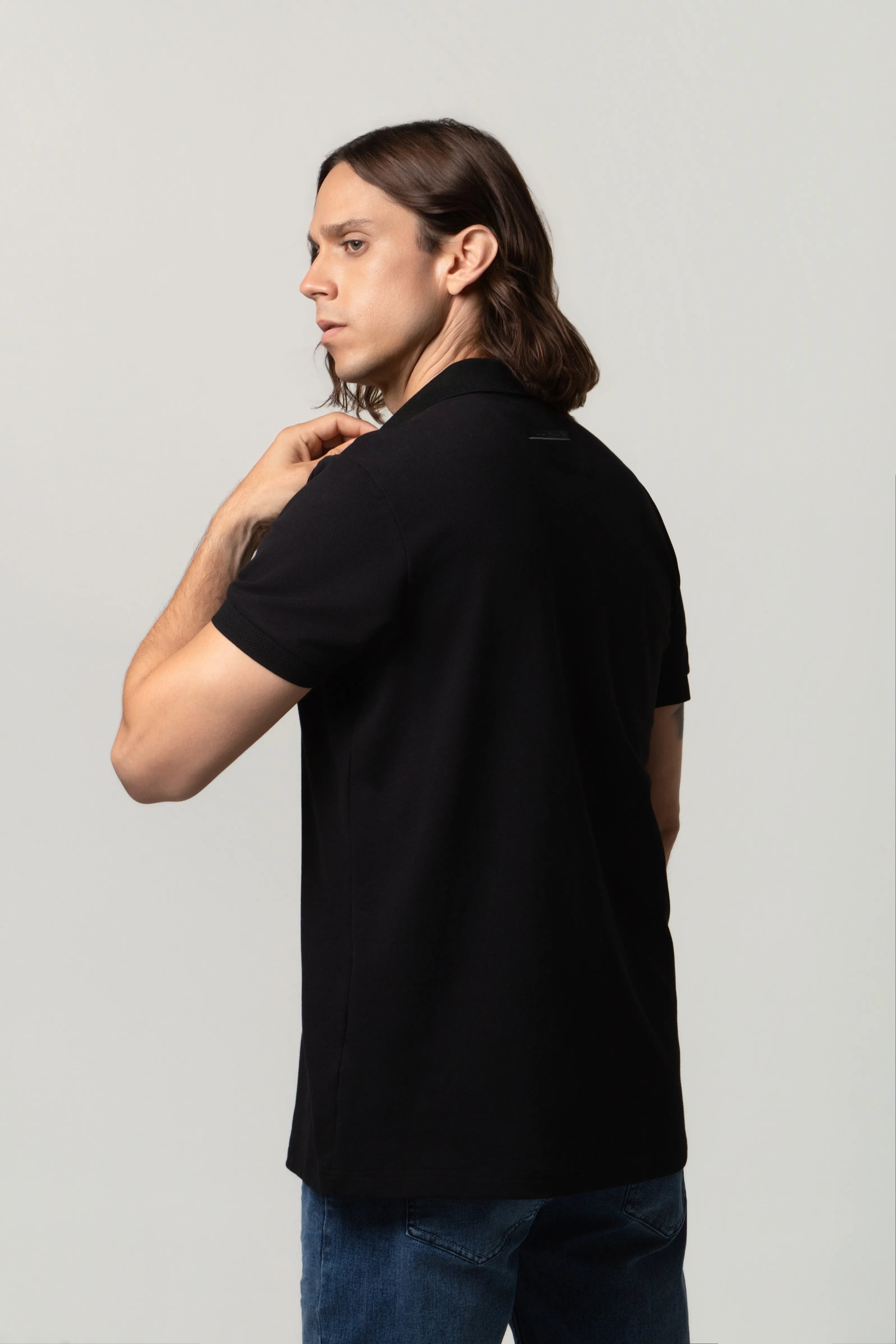 POLO MANGA CORTA COLOR NEGRO