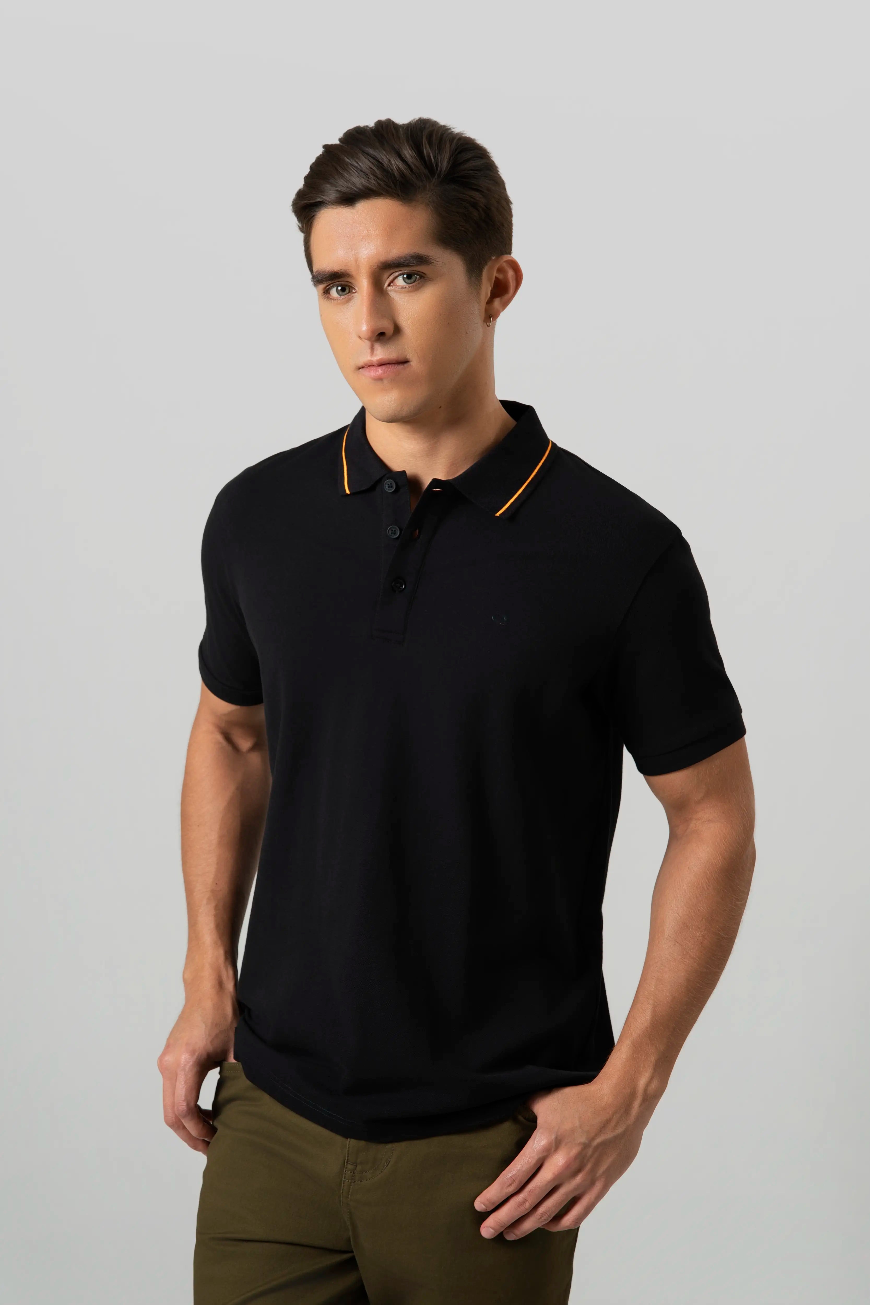 POLO MANGA CORTA COLOR NEGRO