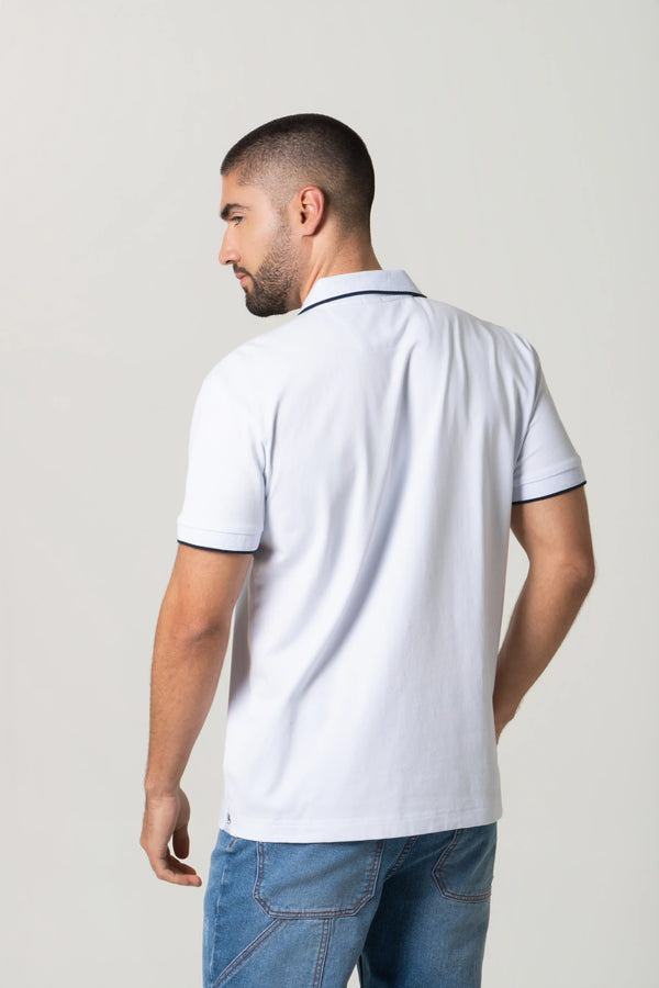 POLO MANGA CORTA COLOR BLANCO OPTICO