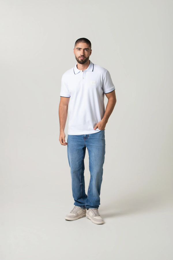 POLO MANGA CORTA COLOR BLANCO OPTICO