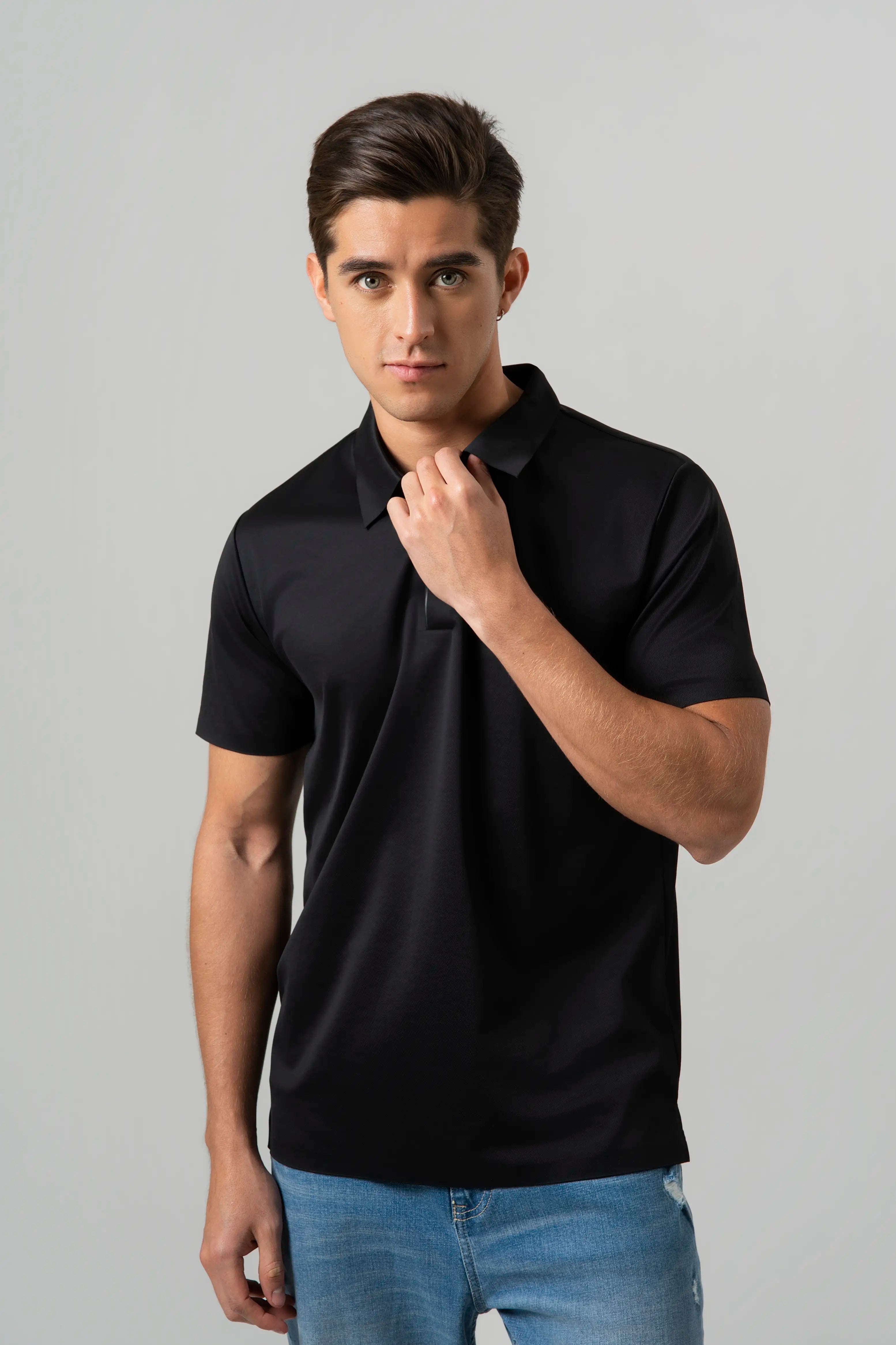 POLO MANGA CORTA COLOR NEGRO