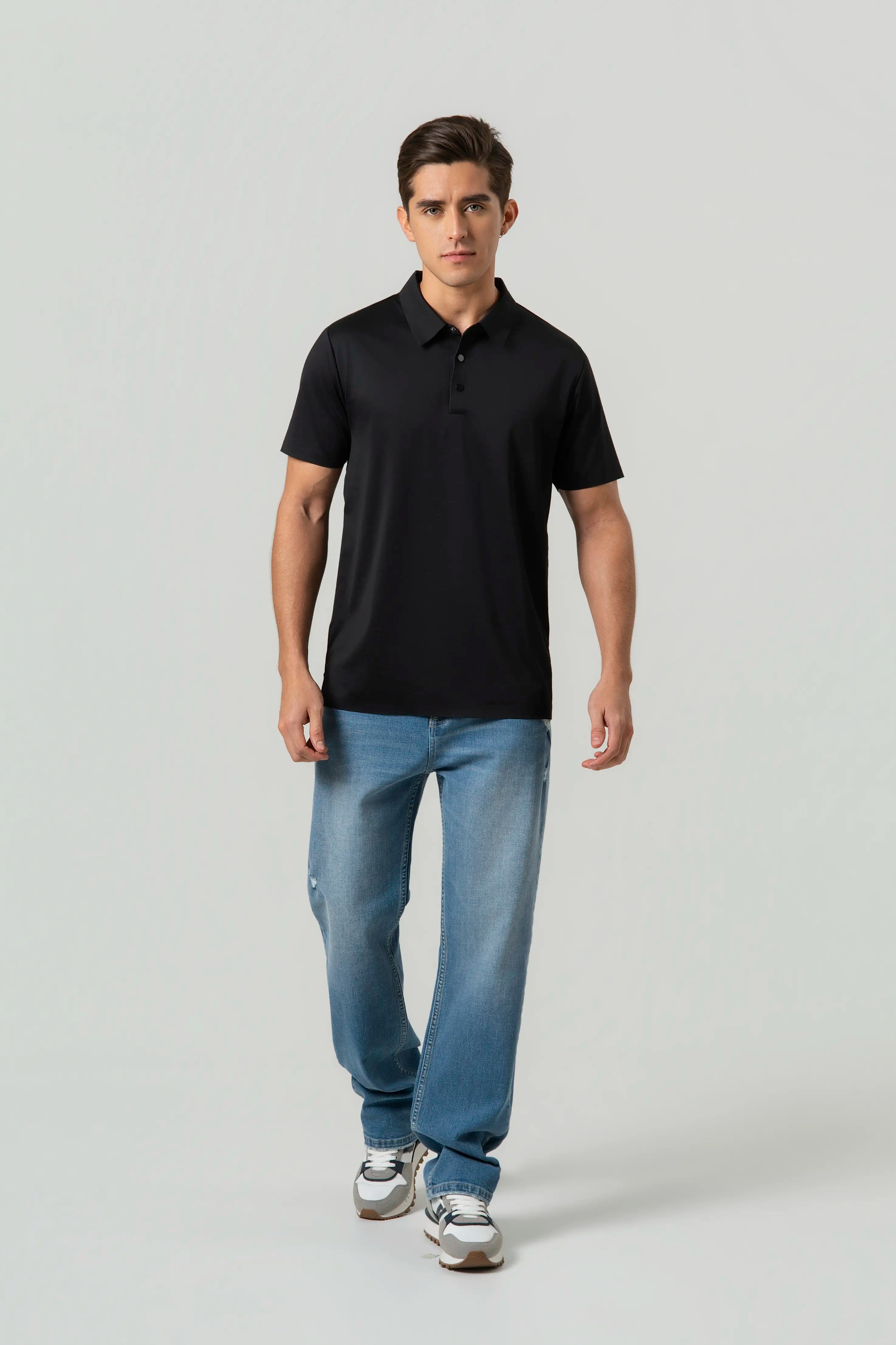 POLO MANGA CORTA COLOR NEGRO