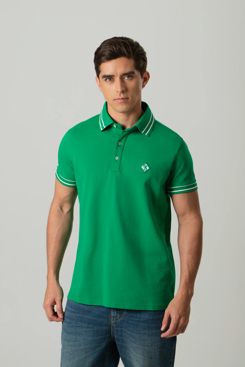 POLO MANGA CORTA COLOR VERDE VIBRANTE