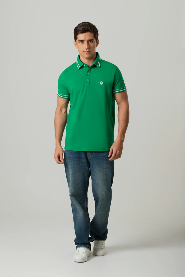 POLO MANGA CORTA COLOR VERDE VIBRANTE